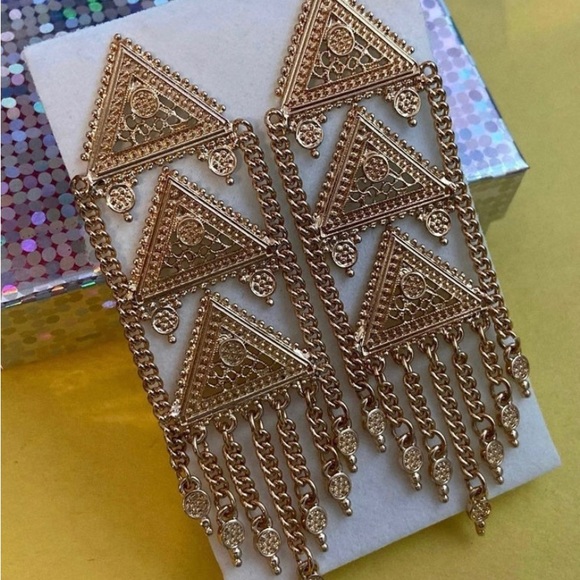 Chandelier Goldtone Earrings - Picture 2 of 3